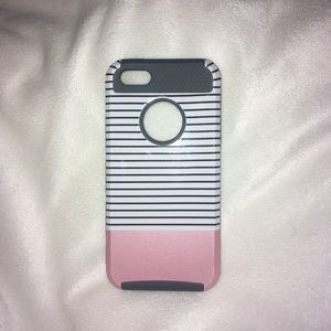 gray and pink striped iphone 5/5s case